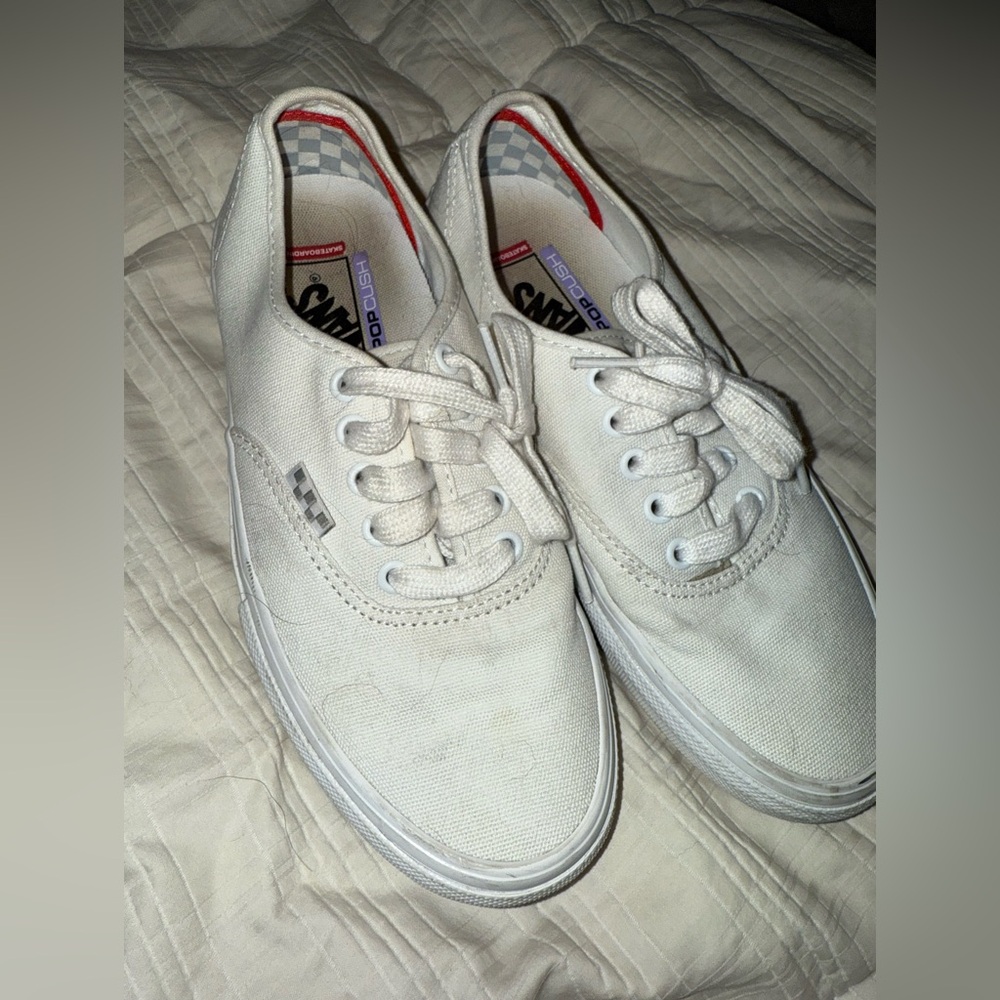 Vans White Canvas Lace-Up Sneakers